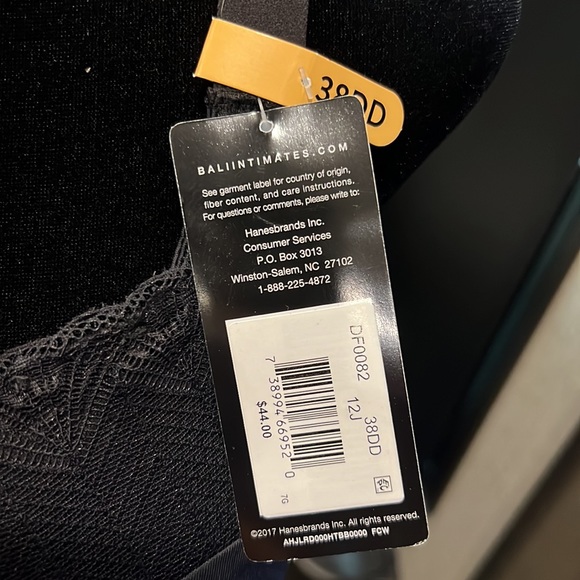 NWT Bali Convertible Lift Bra 38DD - Black - Picture 4 of 4